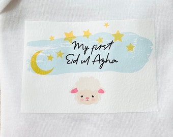 My First Eid ul Azha Onesie - cadeau parfait pour bébé nouveau-né jusqu’à l’âge de 12 mois / onesie en coton doux / bodysuit / manches complètes ou demi-manches