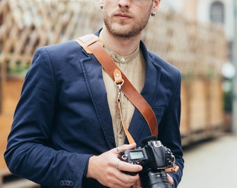 Camera Strap, Leather Camera Strap, Leather Camera's Belt, Ginger Leather Camera Strap, Gift for Him, Gift for Photographer