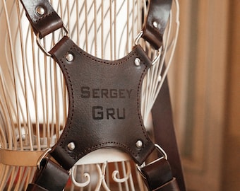 Double Brown Leather Camera Strap, Camera Strap, Leather Camera's Belt, Gift for him, Leather Camera Strap, Gift for Photographer