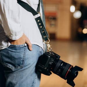 Christmas Gift for Photographer, Leather Camera's Belt, Leather Camera Strap, Camera Strap, Green Leather Camera Belt image 7