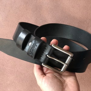 Handmade Personalised Men&#39;s Leather Belt, Gifts For Him, Men&#39;s Leather Belt With Silver Buckle, 1.5&quot; Wide, Custom Leather Belt