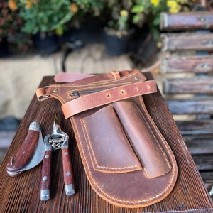 Leather Gardening Belt, Florist Tool Bag + Belt, Garden Bag, 9 color Tool Bag, Florist Organizer, Personalized Florist Bag