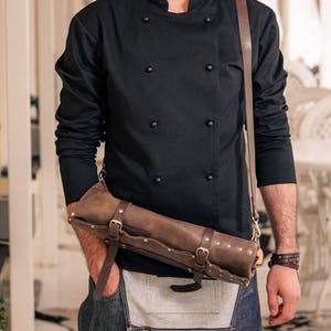 Brown Leather knife Roll. Chef Roll. Knife Case Chefs. Roll Chefs Bag Knives Storage Knives Roll, Gift For Chef, For Dad, For Husband