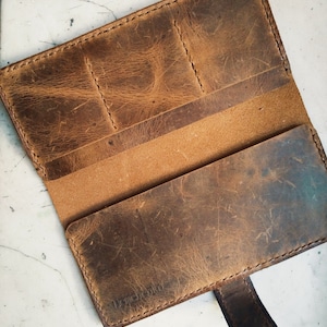 Antique Brown Wallet /  Minimalist Wallet / Long Wallet / Antique Brown Leather / Crazy Hourse Leather Wallet /Men Wallet/ Men Gift