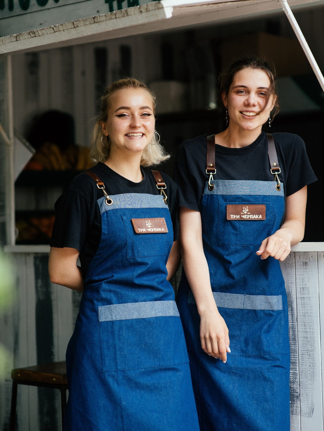 Delantal Negro Corto De Cintura Con 2 Bolsillos - Para Barista, Chef, Camarero, Unisex, Talla única Barbacoa De Gas