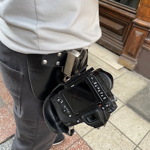 Fondina con clip da cintura per fotocamera SINGOLA, fibbia per cintura da vita per fotocamera DSLR, cinturino da vita per doppia fotocamera, cintura in pelle per fotocamera, cintura unisex