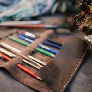 Leather Case, Artist Roll, Leather Pencil Case, Leather Tool Roll Case, Paint Brush Holder, Craft Tool Roll, Brushes Artist Tool Bag, Artist