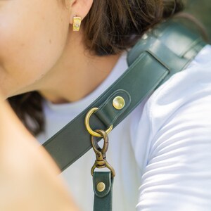 Christmas Gift for Photographer, Leather Camera's Belt, Leather Camera Strap, Camera Strap, Green Leather Camera Belt image 3