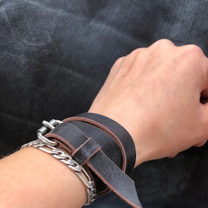 Grey three Leather Cuff Bracelet, UNISEX Bracelet, Wrap Leather Bracelet Turns Around Your Hand, Leather Cuff Bracelet, Wrap Cuff