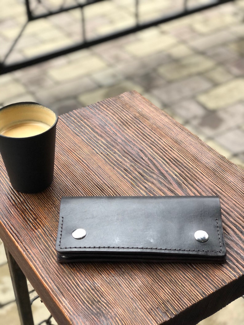 Die big Grey Wallet. Minimalistische graue Brieftasche. Lange Brieftasche. Vollkorn-Leder. Gemüse Leder Brieftasche. Männer Brieftasche. Modestil für Männer Bild 1