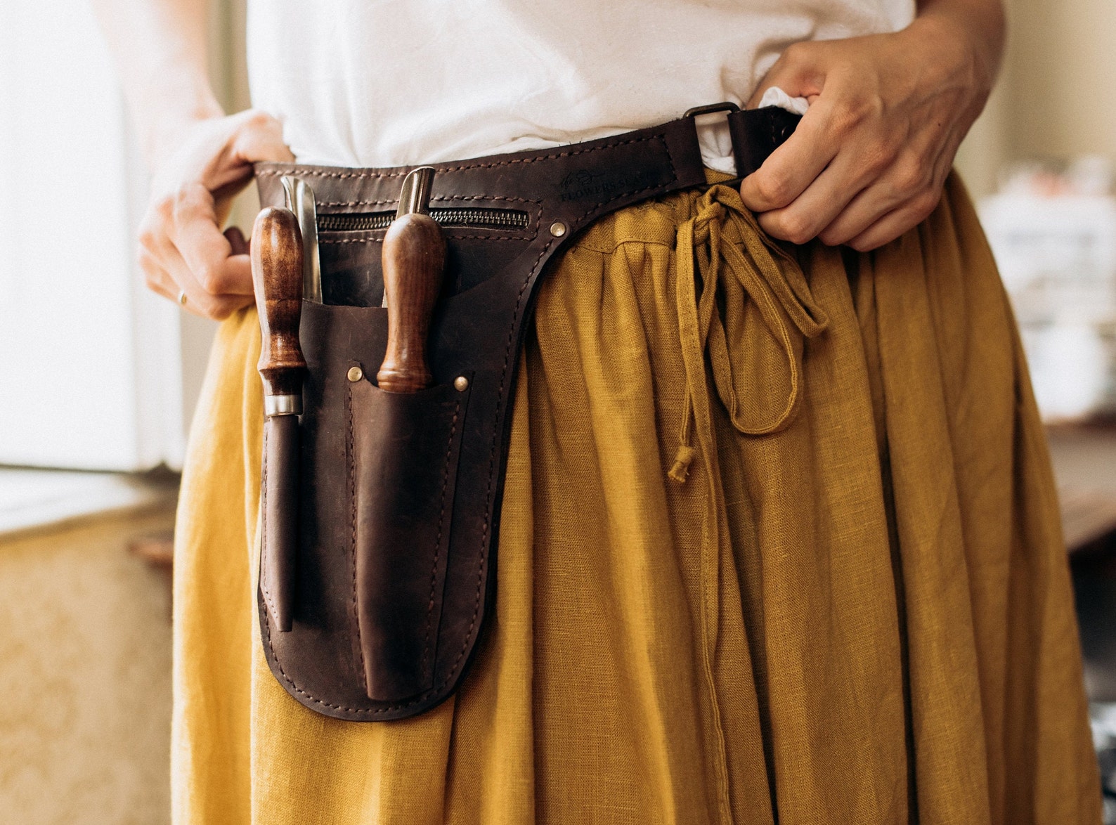 Leather Gardening Belt Leather Florist Tool Bag Belt Etsy