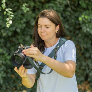 Christmas Gift for Photographer, Leather Camera's Belt, Leather Camera Strap, Camera Strap, Green Leather Camera Belt image 4