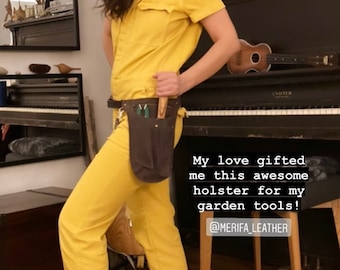 Tuinmannencadeau, leren tuinriem, bloemist gereedschapstas + riem, tuintas, bruine gereedschapstas, bloemist organizer, gepersonaliseerde bloemistentas