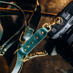 Christmas Gift for Photographer, Leather Camera's Belt, Leather Camera Strap, Camera Strap, Green Leather Camera Belt image 9