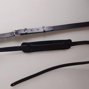 Black Leather Guitar Strap, Adjustable, 1 Inch Width, 180cm Length