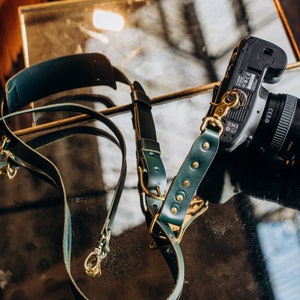 Christmas Gift for Photographer, Leather Camera's Belt, Leather Camera Strap, Camera Strap, Green Leather Camera Belt image 6