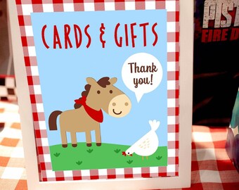 Farm Animal Birthday Party Sign for Cards & Gifts Table