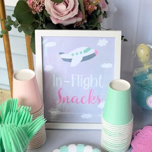 In-Flight Snacks - Food Table Sign for Travel Baby Shower