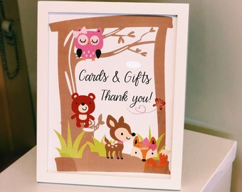 Woodland Creature Birthday Party Sign for Cards & Gift Table