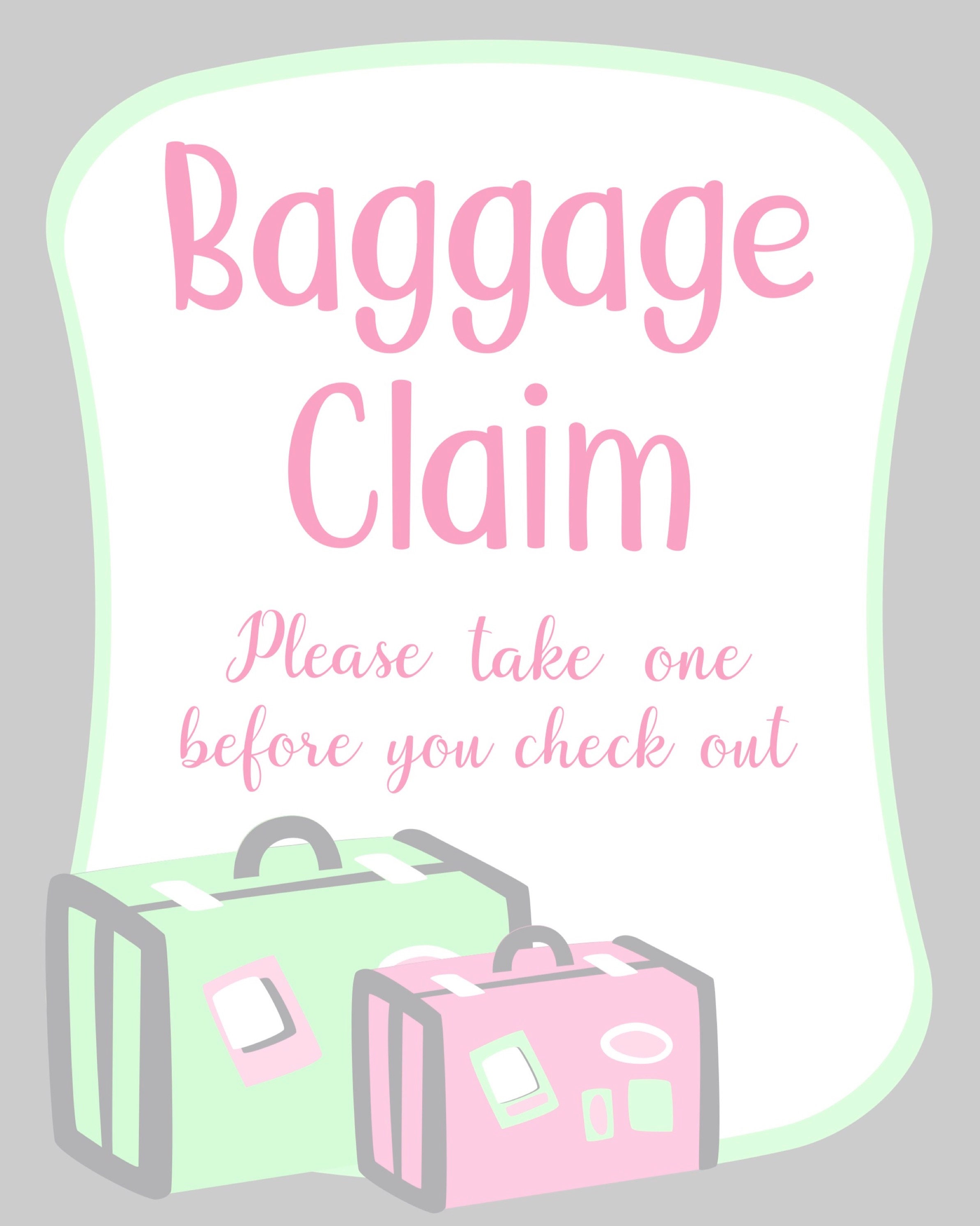 Baggage Claim Favors Sign Travel Baby Shower Etsy