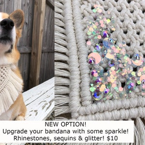 Macramé Dog Bandana with Fringe, Macramé Dog Collar, Adjustable Dog Bandana, Boho Pet Bandana, Dog Birthday Bandana, Dog Mom Christmas Gift image 10