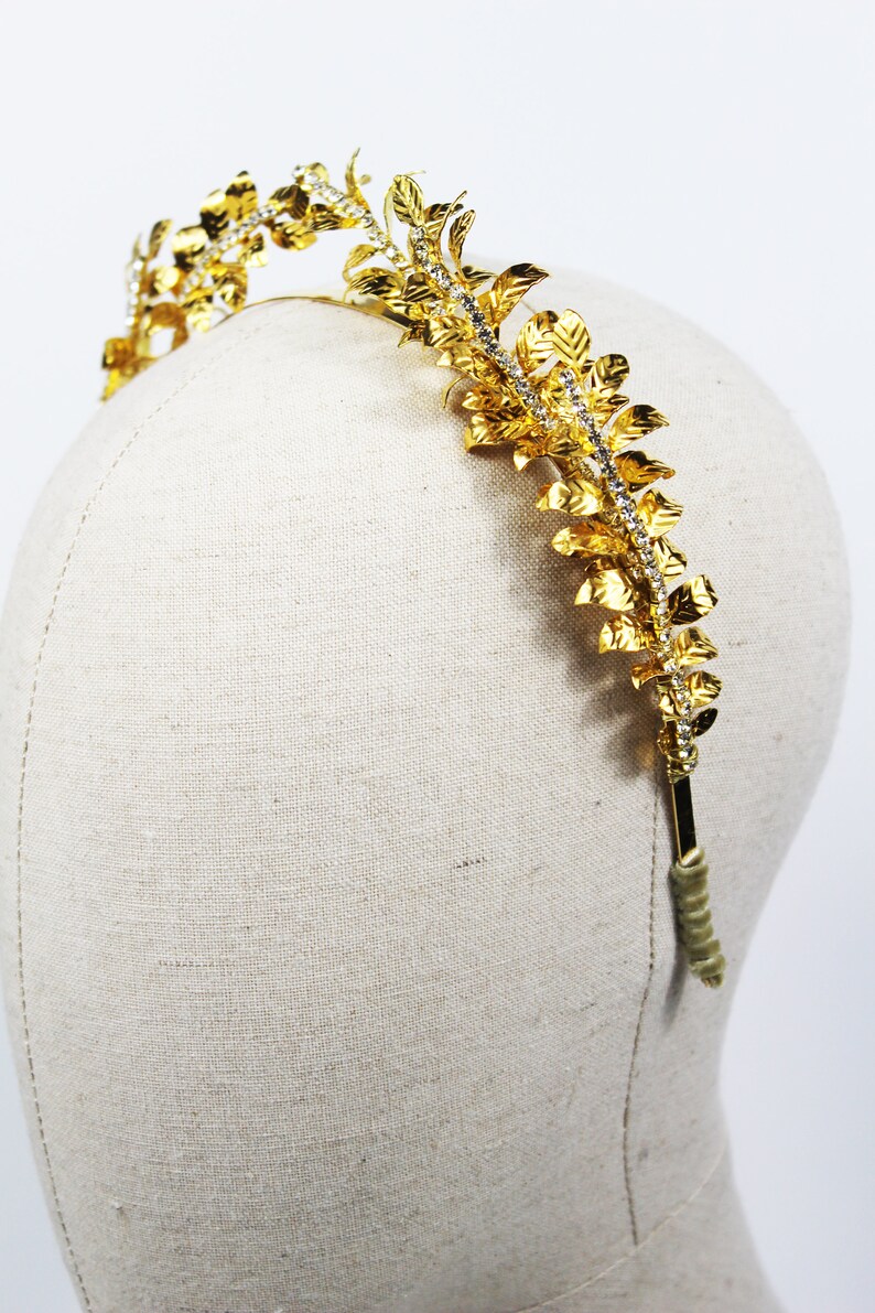 leaf crown Bridal Headband crystal Headband Luxury tiara vintage style crown tiara Tiara Headband Gold leaf heandband
