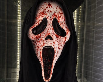 90s Slasher Mask with Realistic Blood Splatter | Bloody Slasher Horror Cosplay VANILLA SCENTED (The Classic Edition)