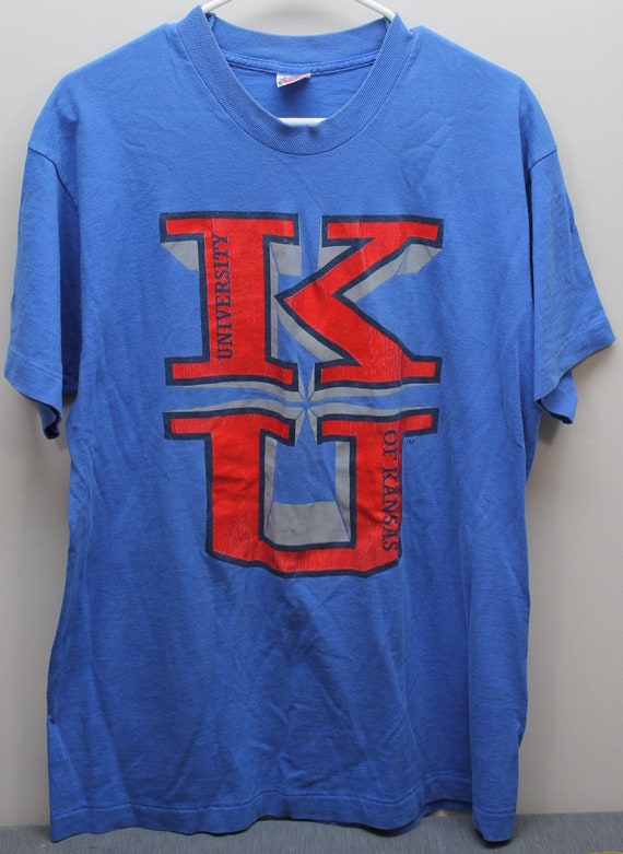 Kansas University KU Jayhawks Vintage T-shirt USA Made Large Men