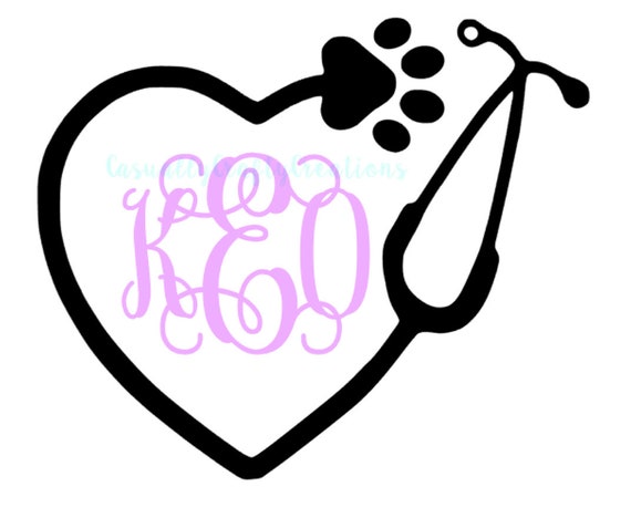Download Paw Print Stethoscope Monogram Decal Etsy