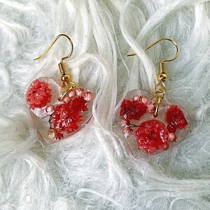 Real flower heart earrings
