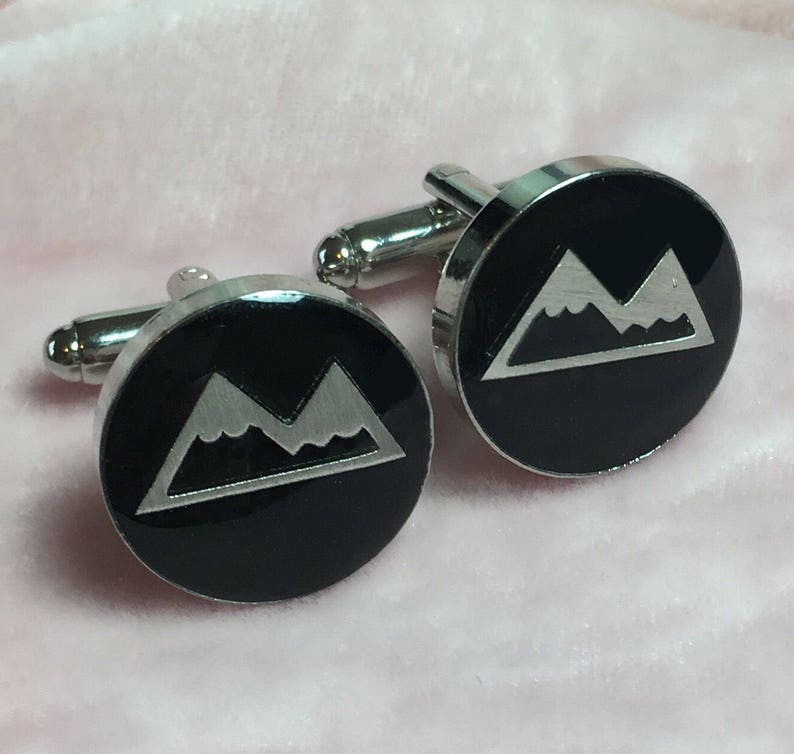 The Mountaineer Silver Toned Handmade Resin Cufflinks