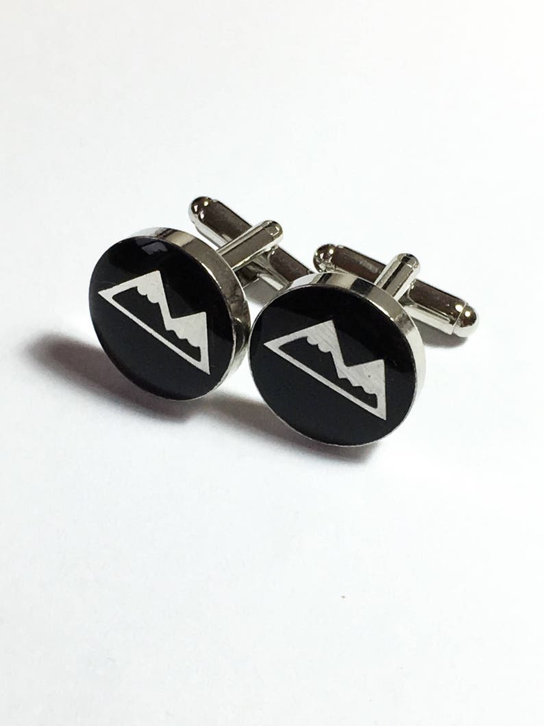 The Mountaineer Silver Toned Handmade Resin Cufflinks