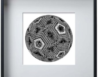 Dibujo artístico CTPolyHedral1: Edición limitada, enmarcado, firmado, dibujado con plotter (A3)