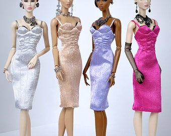 Knee-Length Gown Dress for Fashion Royalty, Nu Face, Poppy Parker, Barbie, 12'' Fashion Dolls Made By TIANTIAN XU