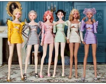 Satin Chain Dress for Fashion Royalty, Nu Face, Poppy Parker, 12'' Fashion Dolls Made By TIANTIAN XU