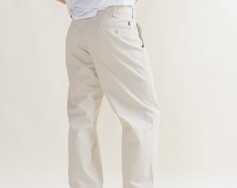 Vintage Preppy Ralph Lauren Polo Preston Trousers in Cream