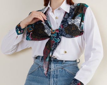 Vintage 70s Western Chic Blouse with Scarf Detail