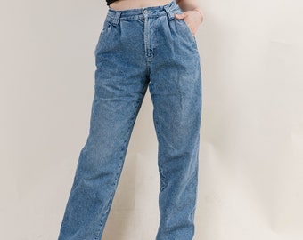 Vintage Carrera Hohe Taille Gerades Bein Washed Denim Jeans