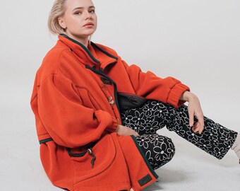 orange fleece jacket