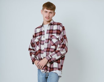 Vintage 90s Relaxed Fit Checked Men Skater Shirt in Multi S