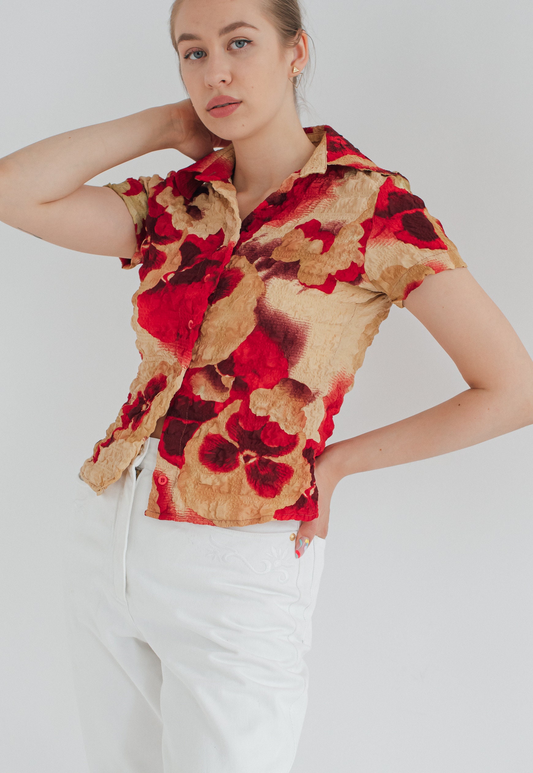 Vintage Popcorn Shirt : Popcorn Textured Xs