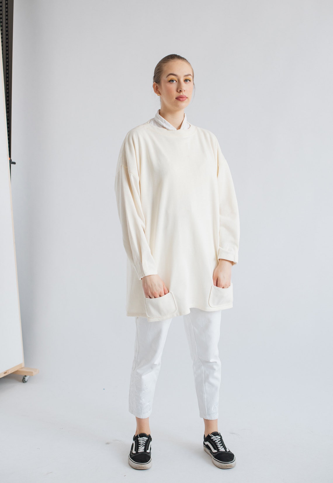 Vintage Oversized Boxy Fit Jumper in Cream White XL/XXL Etsy