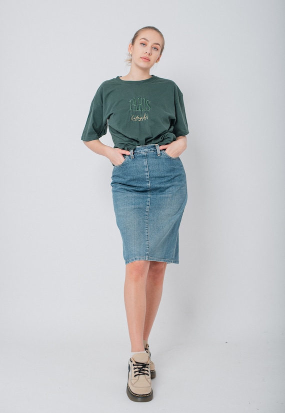 Button Denim Skirt (Dk Indigo Wash) – Johanis Modest Clothing