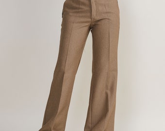 Pantalon large marron pour femme avec plis sur le devant vintage des années 90 L