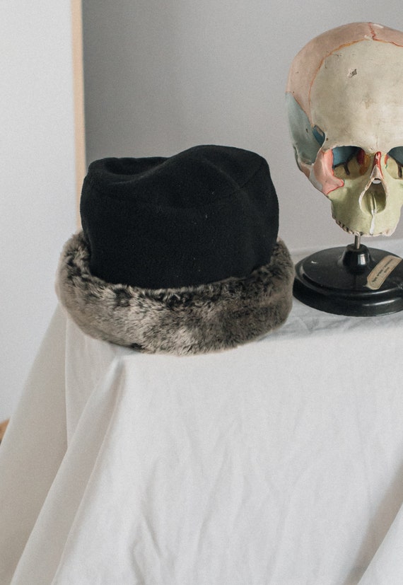 Vintage Y2k Faux Fur Roll Back Fleece Bucket Hat i