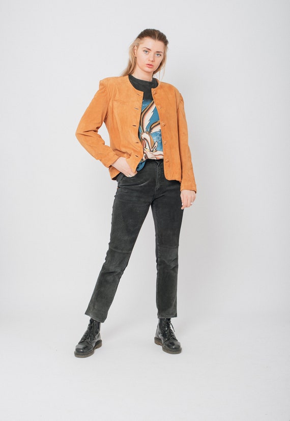 Vintage 70s Boxy Fit Button Up Suede Jacket in Lig