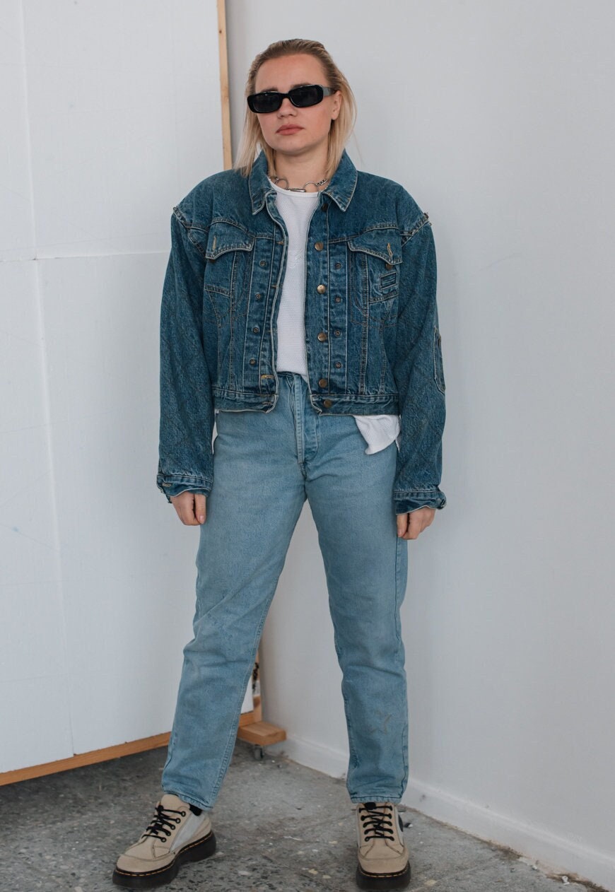 Vintage 80s Oversized Button up Crop 