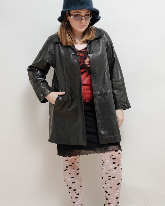 【美品が安い！】 90s Leather jacket (black) Vintage Leather Jacket for Men | Men's Y2K 90s Zip up Jacket
