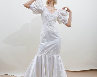 80s Wedding Dress Puffy - Etsy