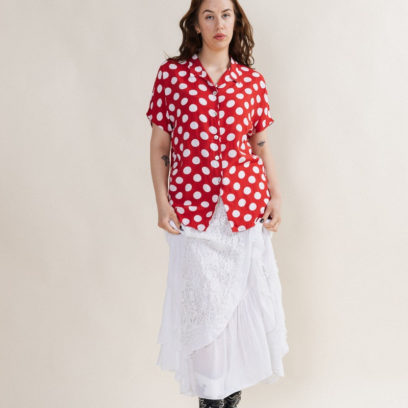 Red polka dot shirt etsy